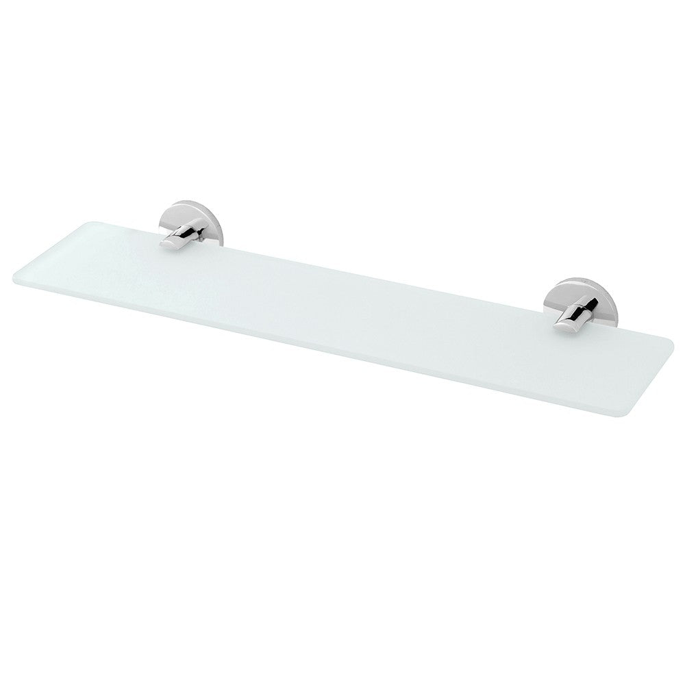 Mensola bagno a muro 50 cm in vetro satinato e acciaio cromato  Bora