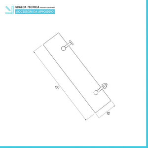 Mensola bagno a muro 50 cm in vetro satinato e acciaio cromato  Bora