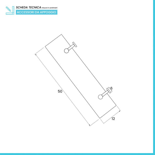 Mensola bagno a muro 50 cm in vetro satinato e acciaio cromato  Bora