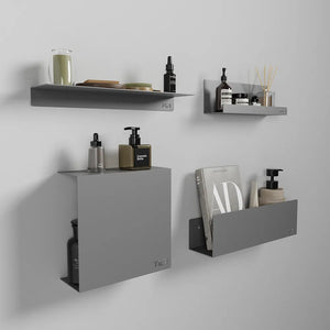 Mensola da bagno in alluminio grigio opaco 20 cm | Bergen 