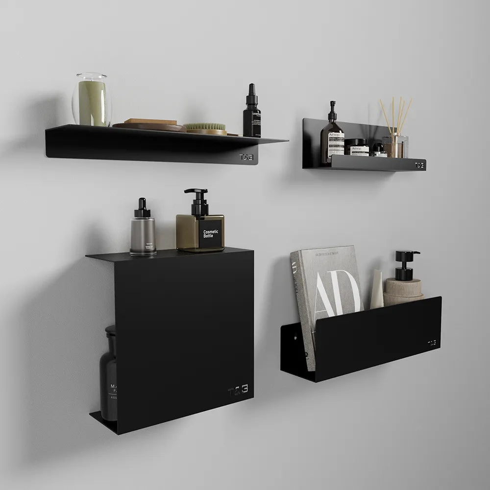 Mensola da bagno in alluminio Nero opaco, dimensioni 20 cm | Bergen