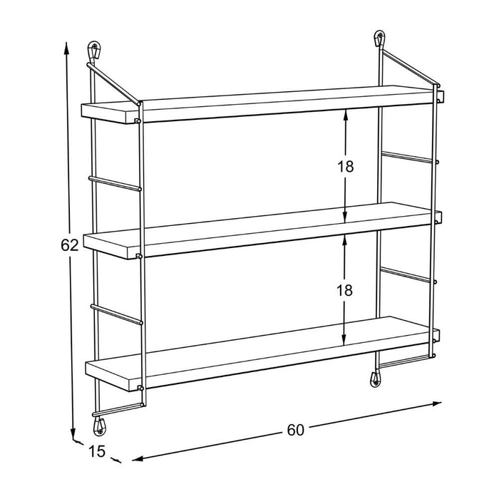 Mensola con 3 ripiani 60x15x62 Neelix MT1911051 colore rovere