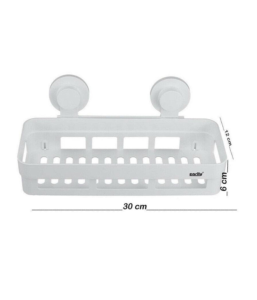 Mensola Con Ventosa Da Bagno X Doccia Rettangolare Portasapone Shampoo Scaffale         