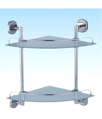 Mensola Da Bagno Angolare A 2 Livelli Ripiani Metallo Vetro Arredo Casa         