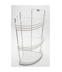 Mensola Da Bagno Angolare A 3 Livelli Ripiani Metallo Bianca 59x22x22cm         