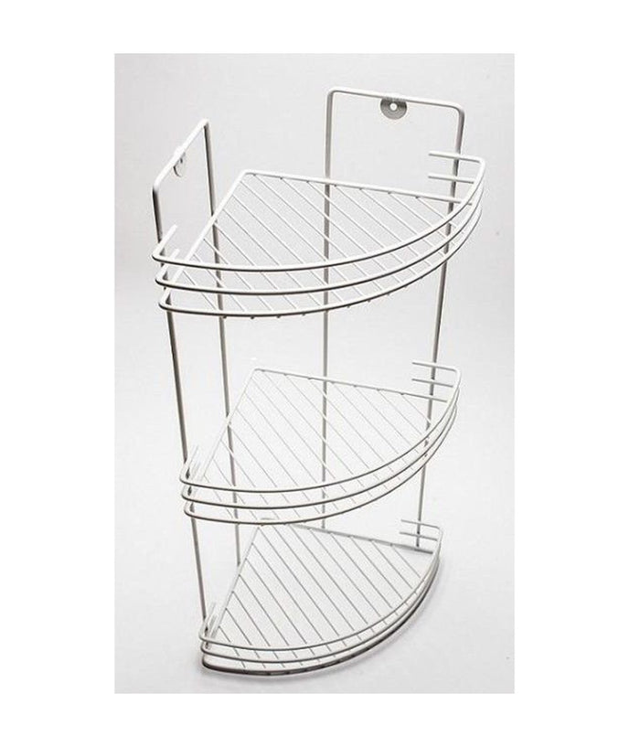 Mensola Da Bagno Angolare A 3 Livelli Ripiani Metallo Bianca 59x22x22cm         