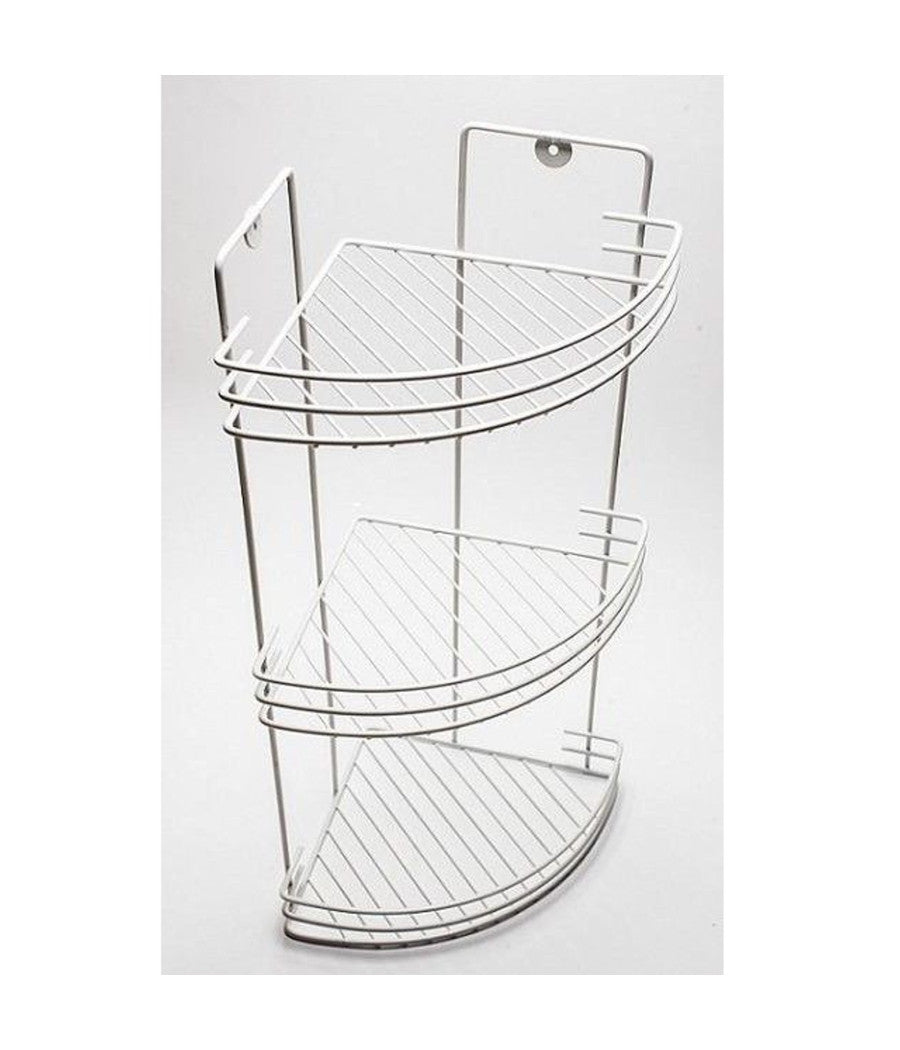 Mensola Da Bagno Angolare A 3 Livelli Ripiani Metallo Bianca 59x22x22cm         