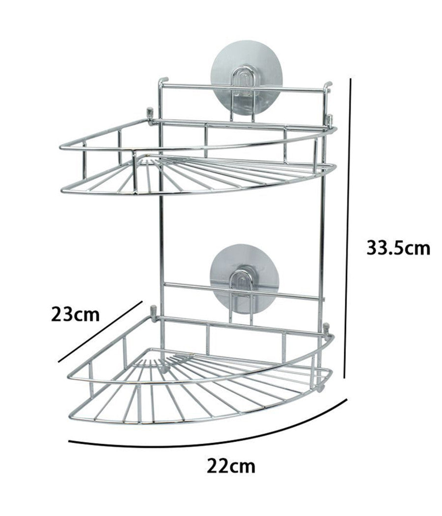 Mensola Da Bagno Angolare Angoliera Doccia A 2 Livelli Ripiani In Metallo 79849         