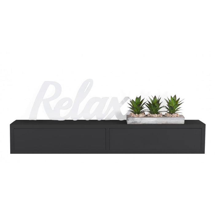 Mensola da Muro Domino con Cassetto Nero 88,2x13,4 p20 cm Sanitec