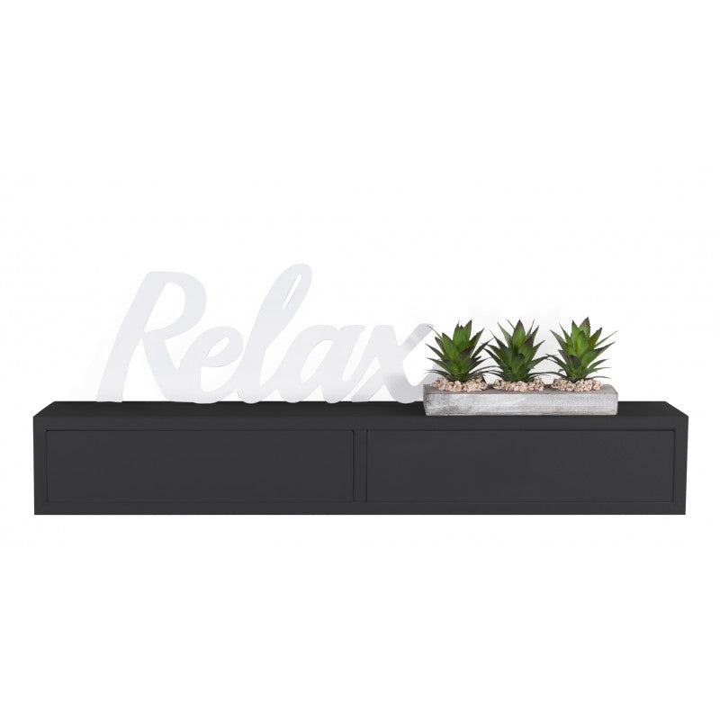 Mensola da Muro Domino con Cassetto Nero 88,2x13,4 p20 cm Sanitec