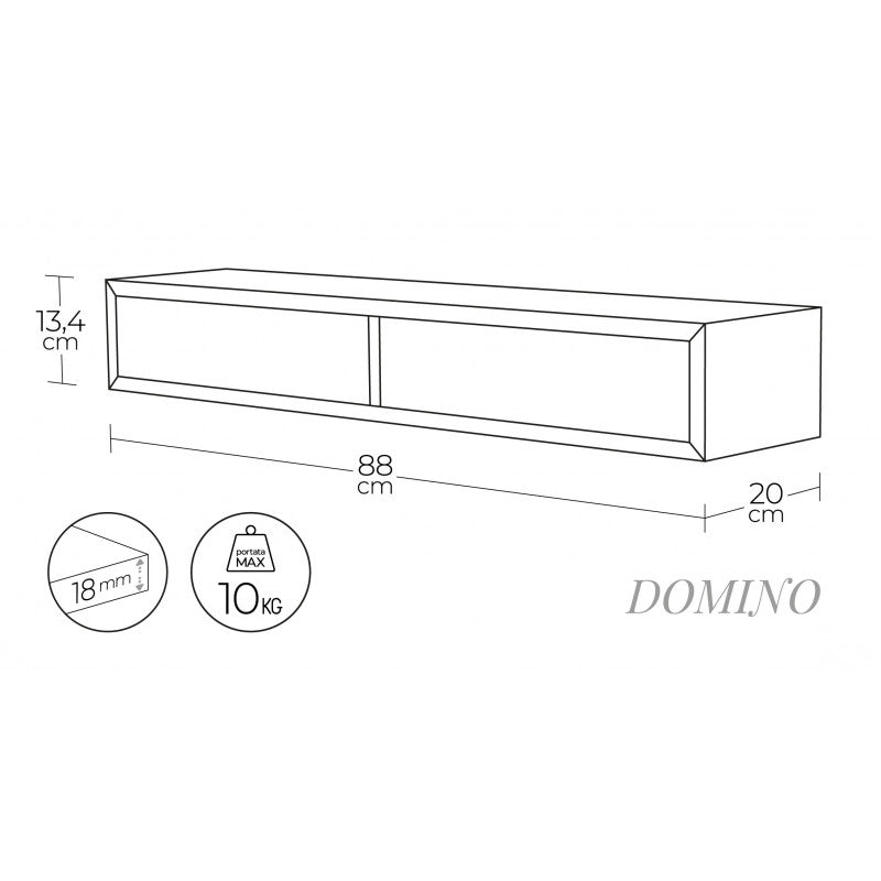 Mensola da Muro con Cassetto, Comodino Sospeso, Mensola da Parete, Rovere Imperiale, 88,2x13,4 p20 cm - Domino