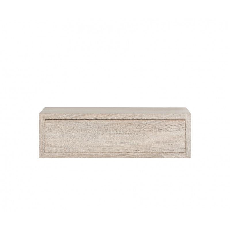 Mensola da Muro Lego con Cassetto, Comodino Sospeso, Mensola da Parete, 45x13.4 p20 cm, Rovere Sagerau - Made in Italy