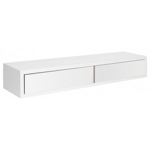 Mensola da Muro con Cassetto, Mensola da Parete, Mensola Sospesa, 88.2x13.4x20 cm, Bianco, Kit Tasselli a Scomparsa Incluso