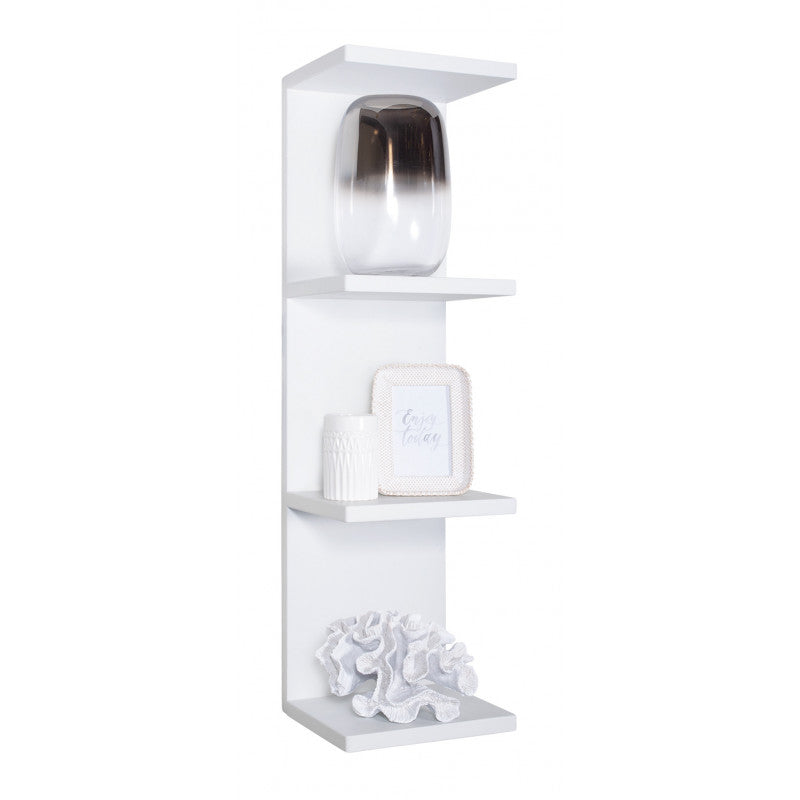 Mensola da Muro, Libreria Sospesa, Libreria da Parete, Scaffale da Parete, Bianco, 25,5x93 p23,7 cm - Libreria Pettine