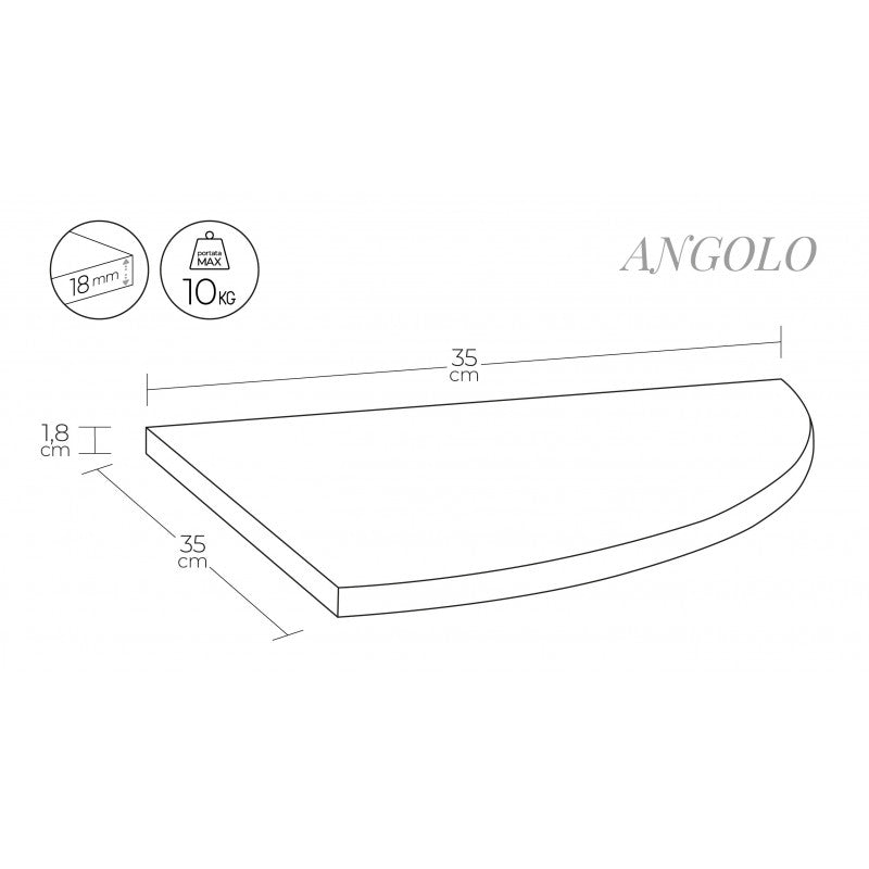 Mensola da Muro, Mensola Angolare, Mensola da Parete, Mensola Angolare Per Muro, Nero, 35x35x1,8 cm - Angolare