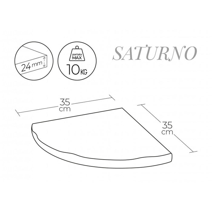 Mensola da Muro, Mensola Legno, Mensola Angolare, Mensola da Parete, Noce, 35x35x2,4 cm - Saturno
