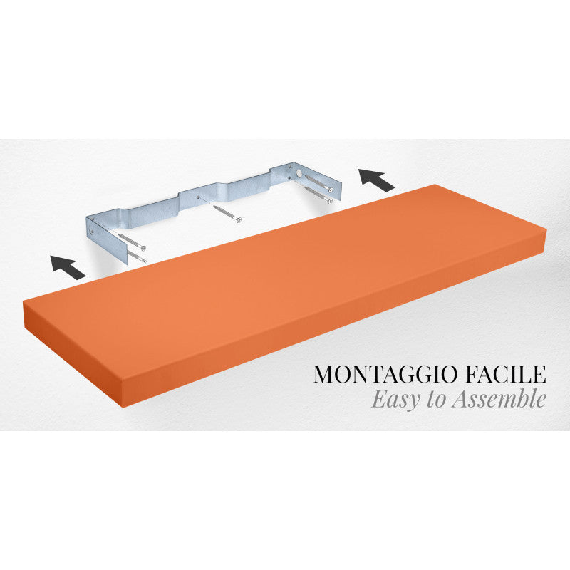 Mensola da Muro, Mensola Tamburata, Scaffale Legno, Mensola da Parete, Arancione, 25x25x3,8 cm - Minerva