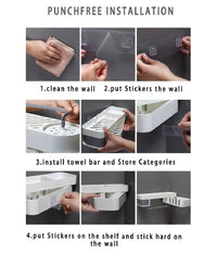 Mensola Da Parete Bagno Scaffale Rotante Portaoggetti Cucina Doccia Organizzatore         