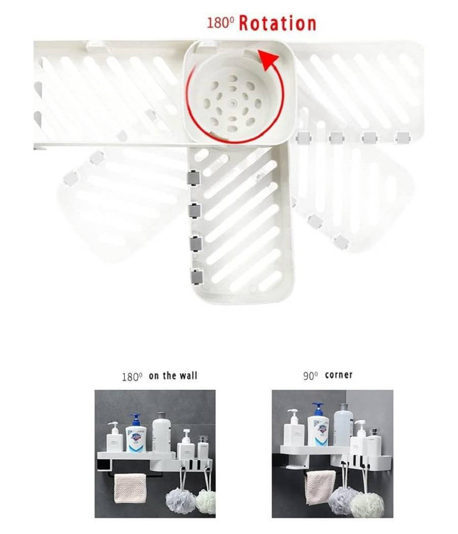 Mensola Da Parete Bagno Scaffale Rotante Portaoggetti Cucina Doccia Organizzatore         