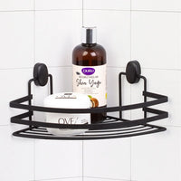 Mensola doccia angolare 1 ripiano in acciaio nero con supporti