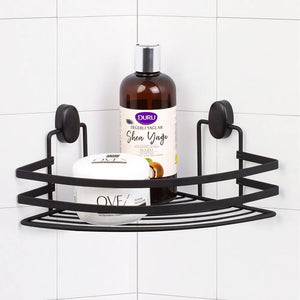 Mensola doccia angolare 1 ripiano in acciaio nero con supporti