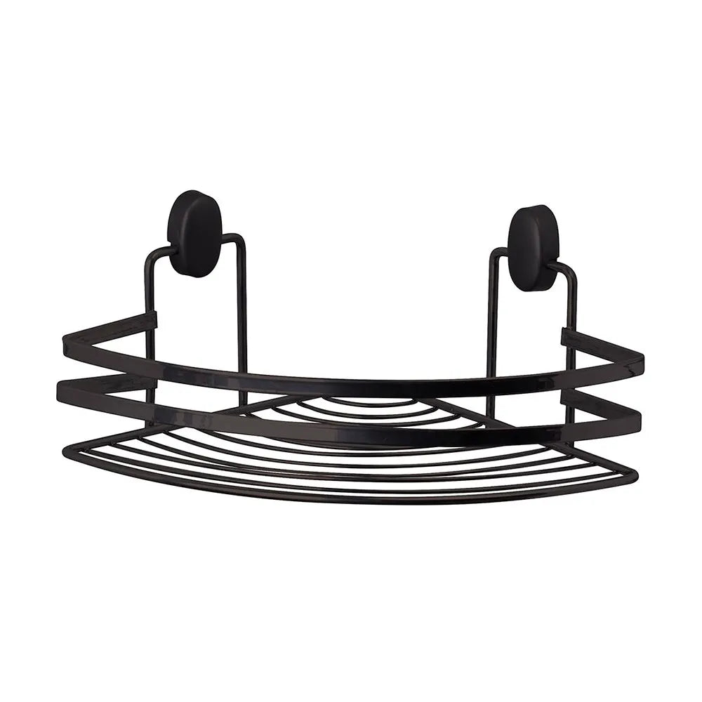 Mensola doccia angolare 1 ripiano in acciaio nero con supporti