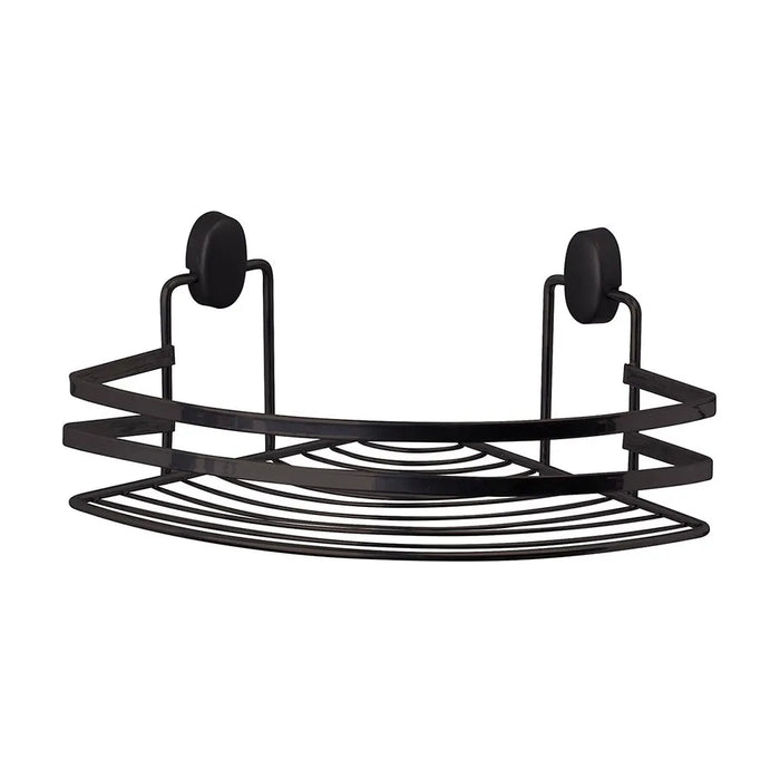 Mensola doccia angolare 1 ripiano in acciaio nero con supporti