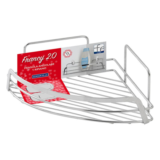 Mensola doccia angolare cromo lucido con ripiano e fissaggi inclusi