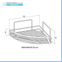 Mensola doccia angolare cromo lucido con ripiano e fissaggi inclusi
