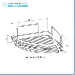Mensola doccia angolare cromo lucido con ripiano e fissaggi inclusi