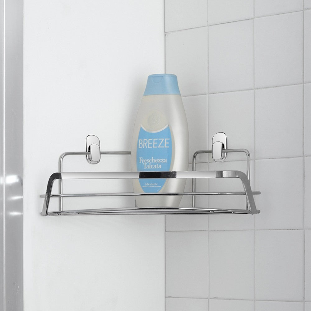 Mensola doccia angolare cromo lucido con ripiano e fissaggi inclusi