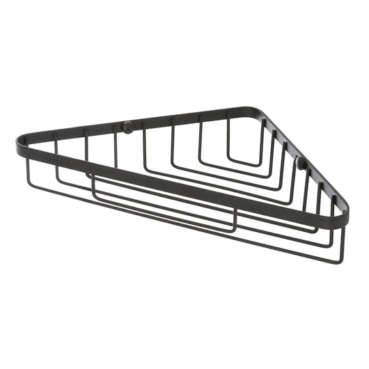 Mensola doccia angolare in acciaio nero opaco con fissaggio a parete