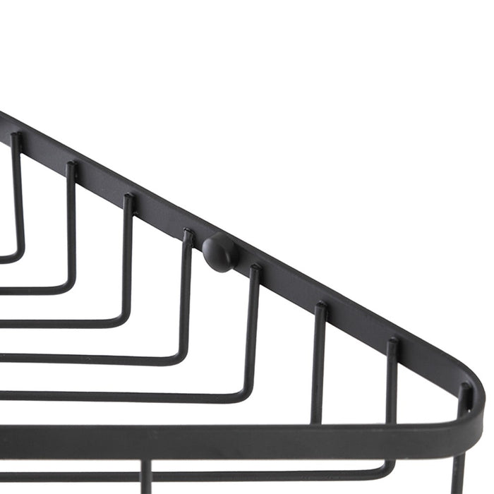 Mensola doccia angolare in acciaio nero opaco con fissaggio a parete