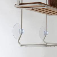 Mensola doccia in acciaio bianco e bambù con gancio e ripiani Haiti