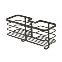 Mensola doccia portaoggetti in acciaio nero opaco per tubo colonna o saliscendi