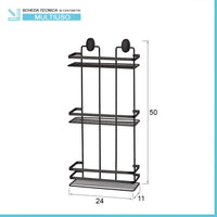 Mensola doccia portaoggetti nero con 3 ripiani e fissaggi inclusi
