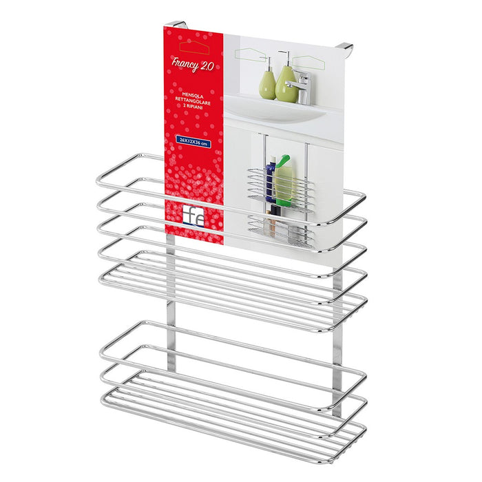 Mensola doccia rettangolare cromata per anta o box doccia