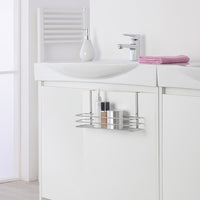 Mensola doccia rettangolare grigio silver con ripiano e ganci laterali