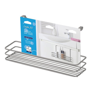 Mensola doccia rettangolare grigio silver con ripiano e ganci laterali