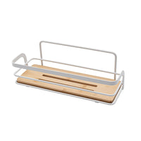 Mensola doccia rettangolare in acciaio bianco e ripiano in bambù Haiti