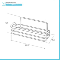 Mensola doccia rettangolare in acciaio cromato con tasselli inclusi
