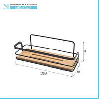 Mensola doccia rettangolare in acciaio nero e ripiano in bambù Haiti