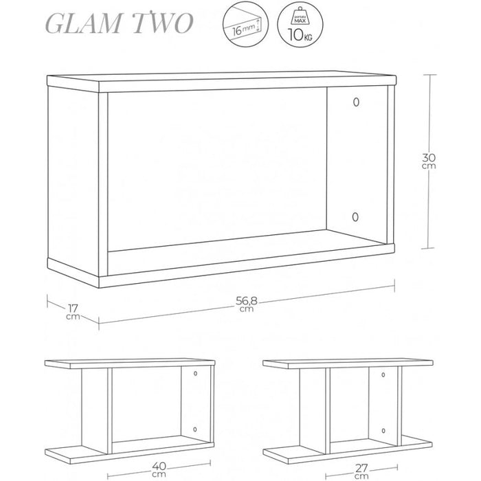 Mensola da Parete Bianca 56.8x30x17 cm - Ripiano Multiuso per Bagno, Camera, Cucina o Ufficio - Libreria Sospesa con Tasselli, Made in Italy