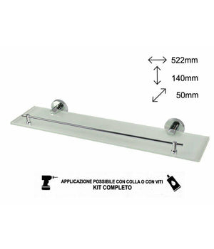 Mensola In Acciaio Vetro Da Muro Fissaggio Viti Colla Mastice Arredo Bagno 52196         