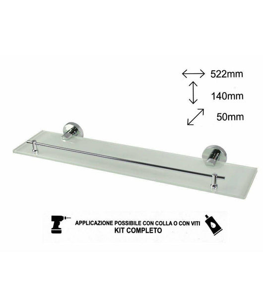 Mensola In Acciaio Vetro Da Muro Fissaggio Viti Colla Mastice Arredo Bagno 52196         