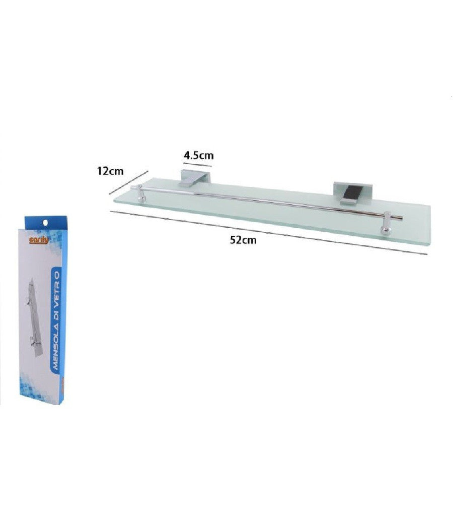 Mensola In Vetro Bagno Con Reggimensola Acciaio Portaoggetti Doccia Parete 87221         