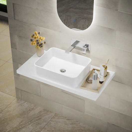 Mensolone sospeso per lavabi d'appoggio da 90cm bianco effetto legno