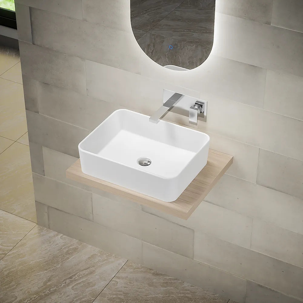 Mensolone sospeso per lavabi d'appoggio da 60cm rovere chiaro