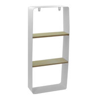 Mensola metallo bianco e legno 2 piani cm25,5x10h57