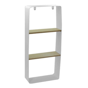 Mensola metallo bianco e legno 2 piani cm25,5x10h57